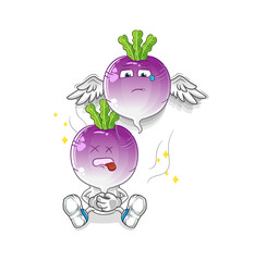turnip head cartoon spirit leaves the body mascot. cartoon vector