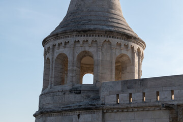 Fisherman's bastion fortress with towers in Budapest, Hungary