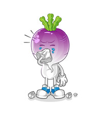 turnip head cartoon blowing nose character. cartoon mascot vector