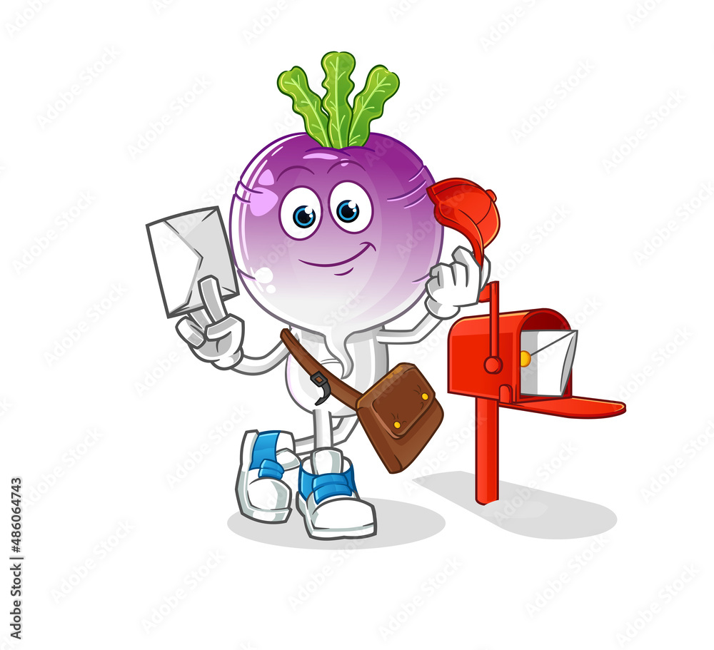 Wall mural turnip head cartoon postman vector. cartoon character