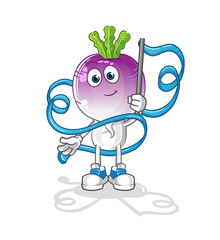 turnip head cartoon Rhythmic Gymnastics mascot. cartoon vector