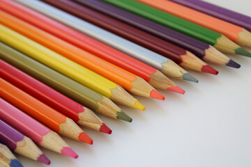 color pencils on white background