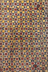 uniquely decorated mosaic of colorful tiles on the floor of a church in Rome, Italy. photo and texture of marble and ceramic tiles