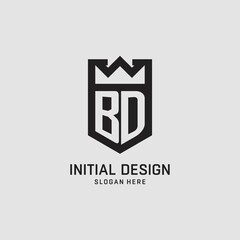 Initial BD logo shield shape, creative esport logo design