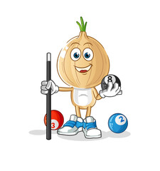 garlic head cartoon plays billiard character. cartoon vector