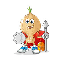 garlic head cartoon spartan character. mascot vector