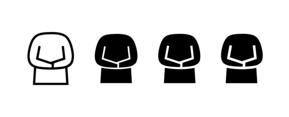 Islamic praying posture hand upon hand binding without head. Islamic religious prayer practice vector design.