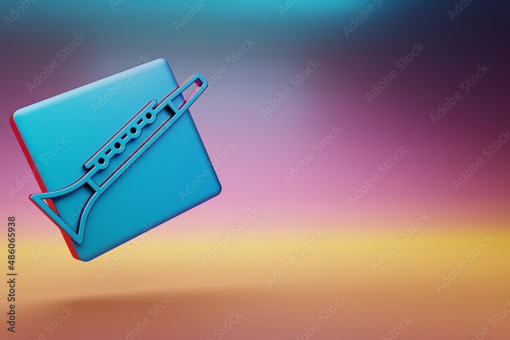 Poster inclined clarinet icon. beautiful blue inclined clarinet symbol icons on multicolor bright backgroun