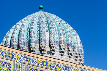 Dome of the Sher-Dor Madrasah, Registan, Samarkand, Uzbekistan, Central Asia