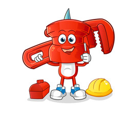 push pin head cartoon plumber. cartoon mascot vector