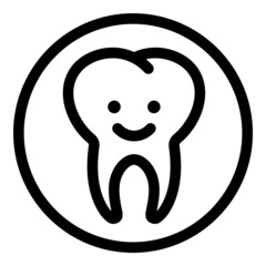 Happy Tooth Flat Icon Isolated On White Background