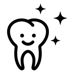 Healthy Shining Happy Tooth  Flat Icon Isolated On White Background