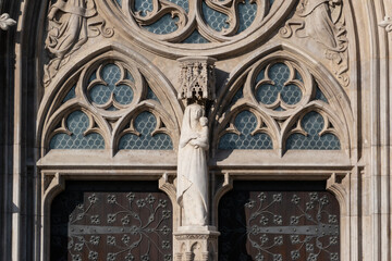 Virgin Mary with baby Jesus, statue from the church of Saint Matthew near the fisherman bastion in Budapest, Hungary
