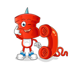 push pin head cartoon call mascot. cartoon vector
