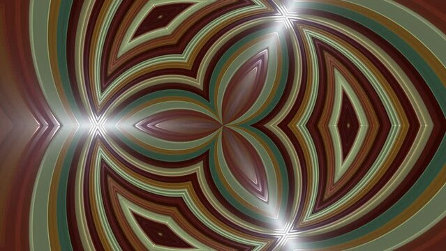 Futuristic kaleidoscope weave 3d render of stripes in abstract hypnotic tracery. Geometric mandala with vibrant gradient and natural design. Digital interior element with squiggly textures.
