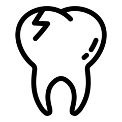 Decayed Tooth Flat Icon Isolated On White Background