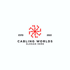 Cabling worlds logo vector design ideas concept, worlds of cable fiber optic logo vector design template with line art, modern and simple styles