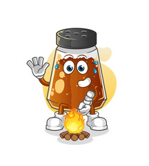 pepper powder roasting marshmallows. cartoon mascot vector