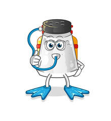 salt shaker diver cartoon. cartoon mascot vector