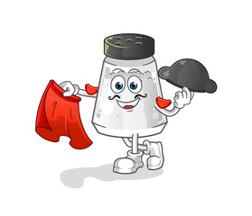 salt shaker matador with red cloth illustration. character vector