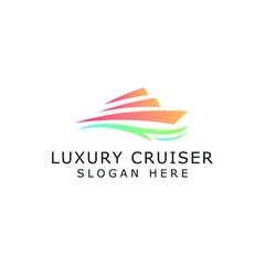 luxury cruiser logo vector design illustration with amazing gradient and modern styles isolated on background. 