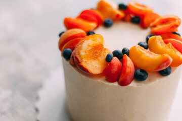 cakes close-up on a light background delicious and beautiful with berries