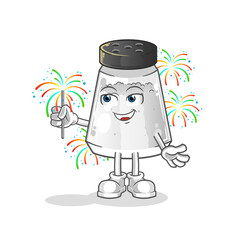 salt shaker with fireworks mascot. cartoon vector