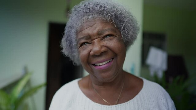 A joyful black senior woman portrait smiling