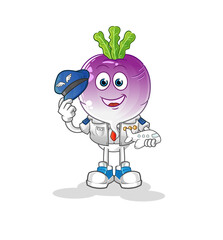 turnip head cartoon pilot mascot. cartoon vector
