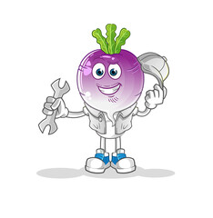 turnip head cartoon mechanic cartoon. cartoon mascot vector