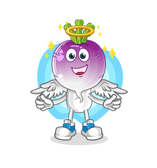 turnip head cartoon angel with wings vector. cartoon character