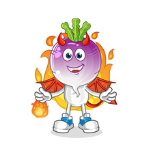 turnip head cartoon demon with wings character. cartoon vector