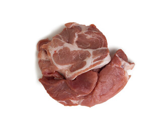  raw pork meat on white background.(clipping path)