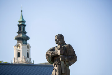 Fototapeta na wymiar Statue of Pribina in Nitra, Slovakia