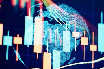 Volume analysis for professional technical analysis on the monitor of a computer. Fundamental and...