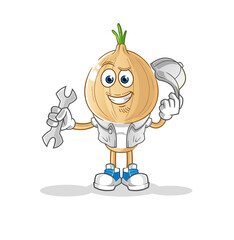 garlic head cartoon mechanic cartoon. cartoon mascot vector