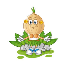 garlic head cartoon hawaiian waving character. cartoon vector
