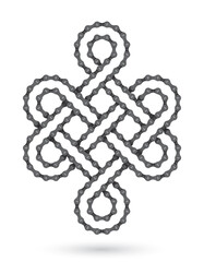 Vector realistic bike chain like tibetan symbol. Isolated on white background.