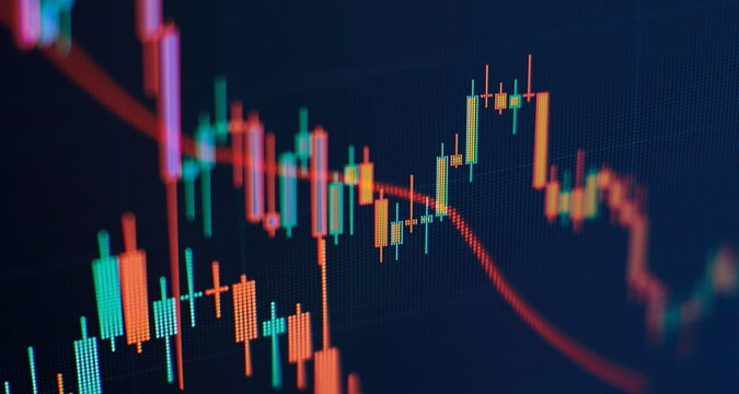 Market Analyze. Bar graphs, Diagrams, financial figures. Abstract glowing forex chart interface wallpaper. Investment, trade, stock, finance