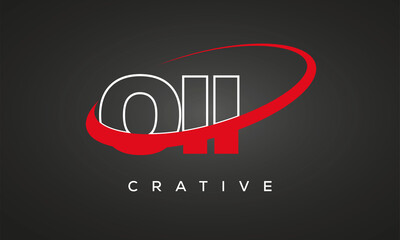 OII letters creative technology logo with 360 symbol vector art template design