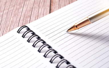ball pen on a white page of a notebook for investment planning                           