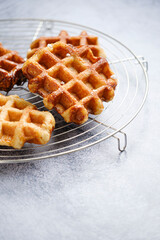 Belgian Waffles from the city of Liege copy space under