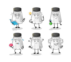 salt shaker thinking group character. cartoon mascot vector