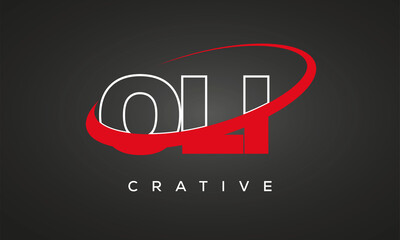 OLI letters creative technology logo with 360 symbol vector art template design