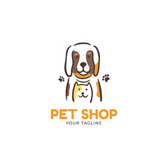 dog and cat pet shop logo template