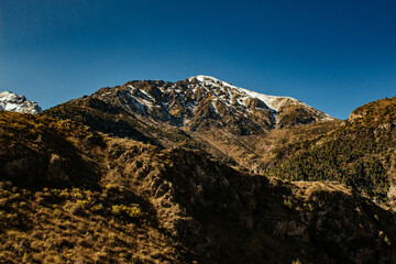 amazing mountain peaks under blue sky 