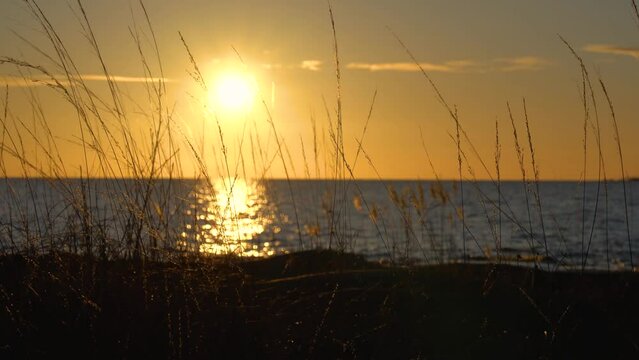 Lake in early winter sunset 
