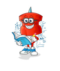 push pin head cartoon geek. cartoon mascot vector