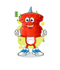 push pin head cartoon full battery character. cartoon mascot vector