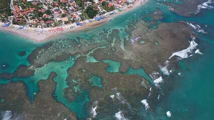 Fototapeta na wymiar Porto de Galinhas beach, Pernambuco state, Brazil, seen from above